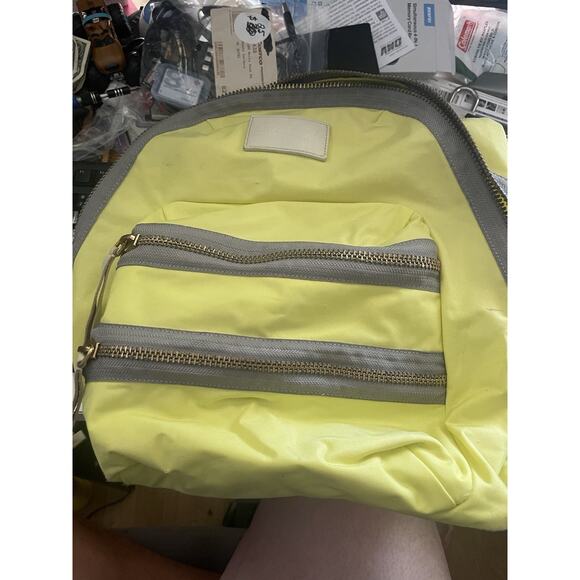 MARC JACOBS Backpack Yellow Leather Trim Gold Buckles Mother Bag Designer - Picture 1 of 16